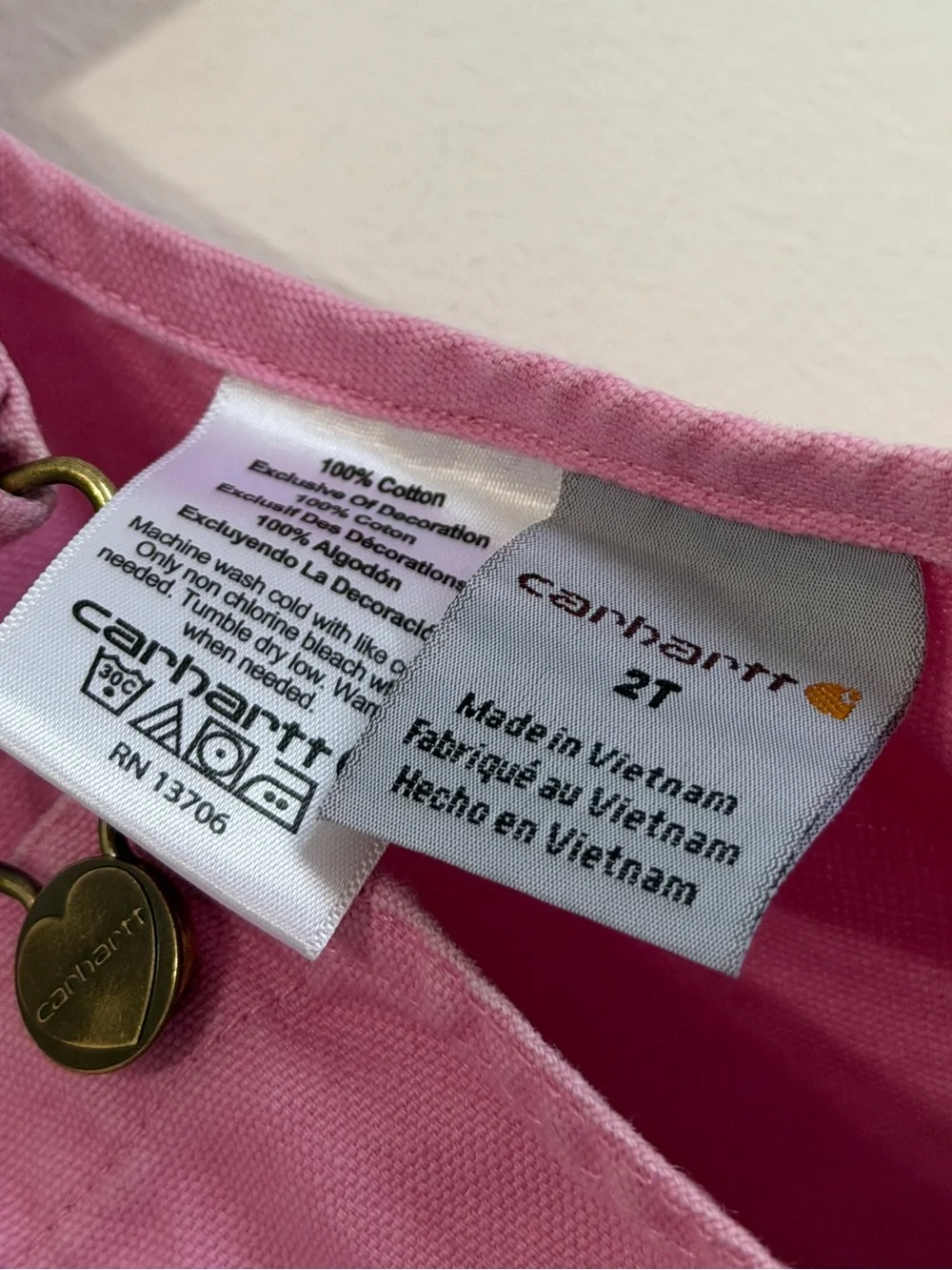 Carhartt Pink Overalls 2T Toddler Baby Girl’s Denim Cotton Fall Winter